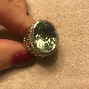 Green prasiolite silver ring 6.8 Ctw